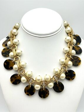 J. Crew Pearl and Tortoise Necklace